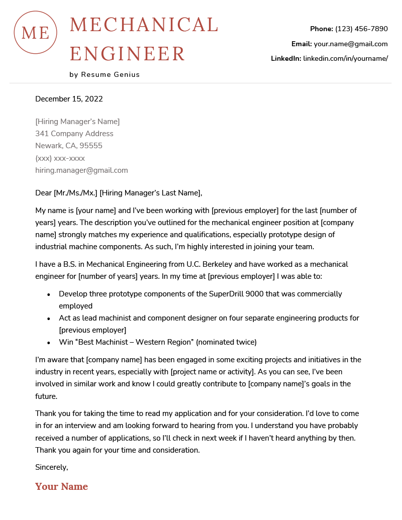 Examples Of Cover Letter from resumegenius.com