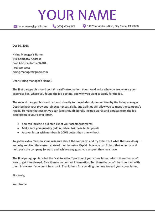 cover letter template free download word