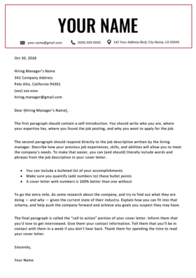 Sample Cover Letter Format