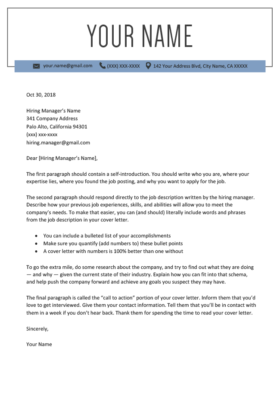 Cover Letter Templates For Your Resume Free Download