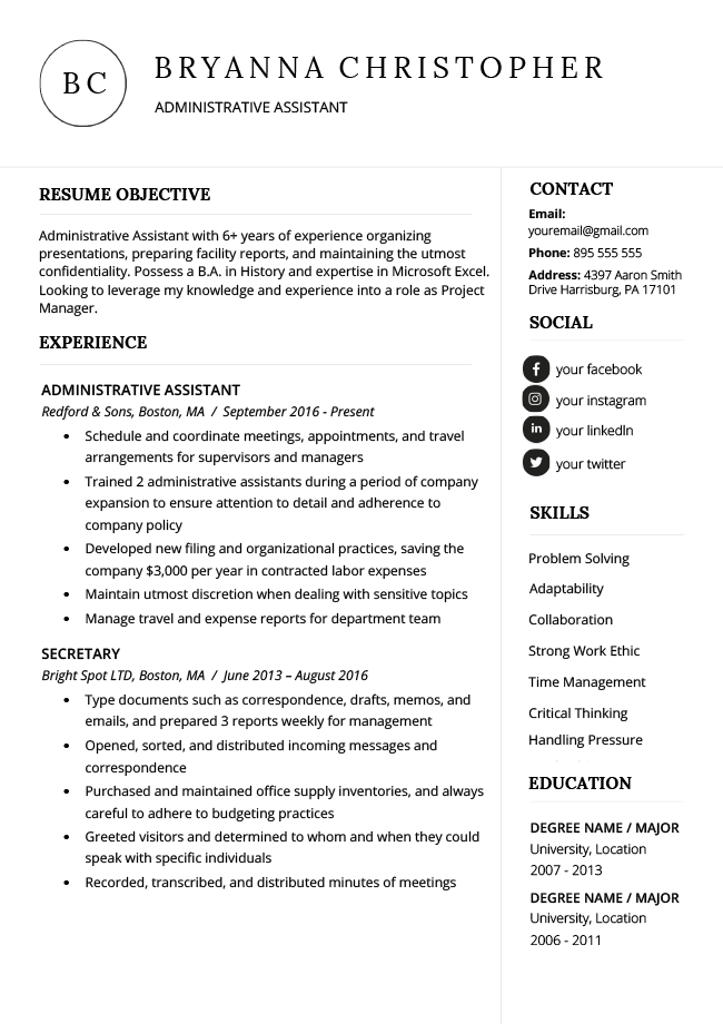 free professional resume templates several work experiences