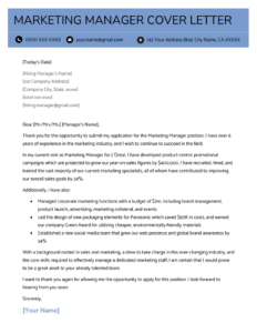 Marketing Manager Cover Letter (Example & Tips)