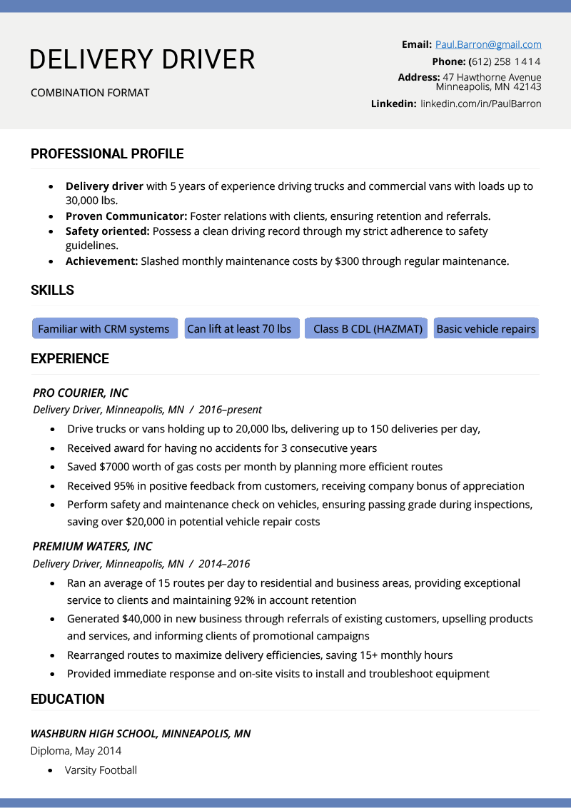 Combination Resume: Template, Examples & Writing Guide Inside Combination Resume Template Word
