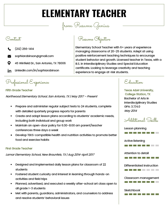 free teacher resume templates download