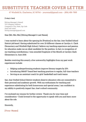 Cover Letter For Resume Teacher from resumegenius.com