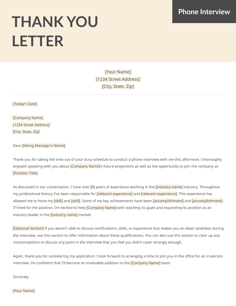 Sample Thank You Letter After Interview