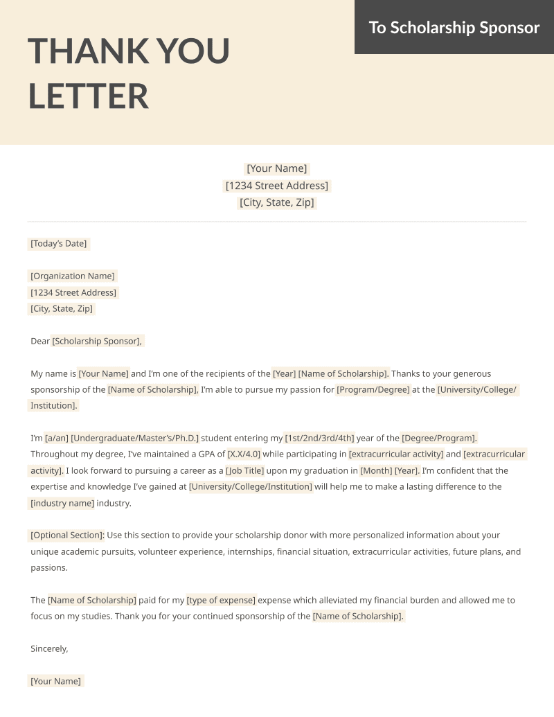 Scholarship Thank You Letter - Template, Examples, & Tips