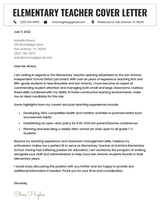 An elementary teacher cover letter example template