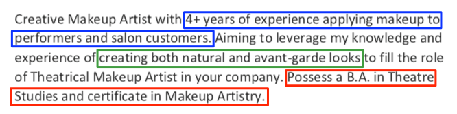 Makeup artist resume profile