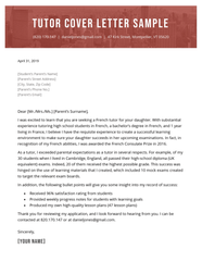Tutor Cover Letter Free Downloadable Sample Resume Genius