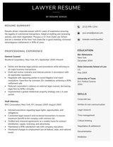 Example of a lawyer resume