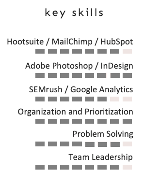 A visualization of IT skills on a marketing assistant's resume