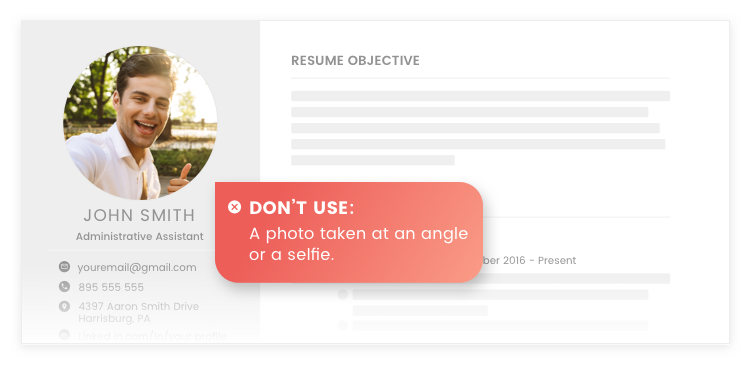 An example of a bad resume photo