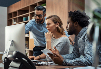 Manager explains project to his team