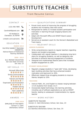 Teacher Resume Samples Writing Guide Resume Genius