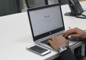 Man opening Google