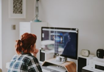 Woman working at a computer