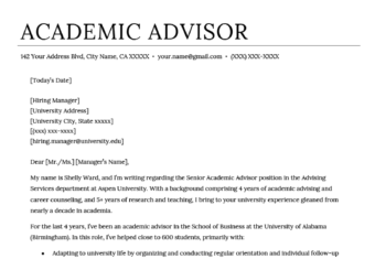 Cover Letter Academic Advisor from resumegenius.com