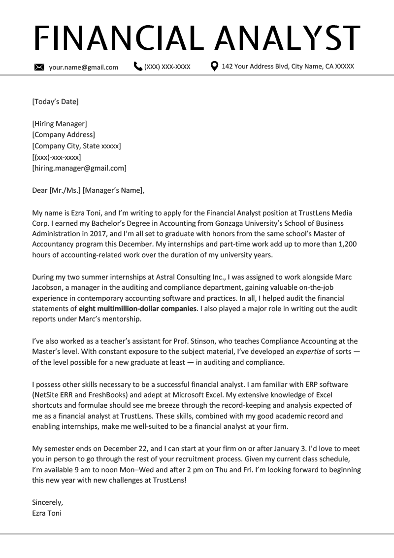 Reference Letter For Financial Analyst