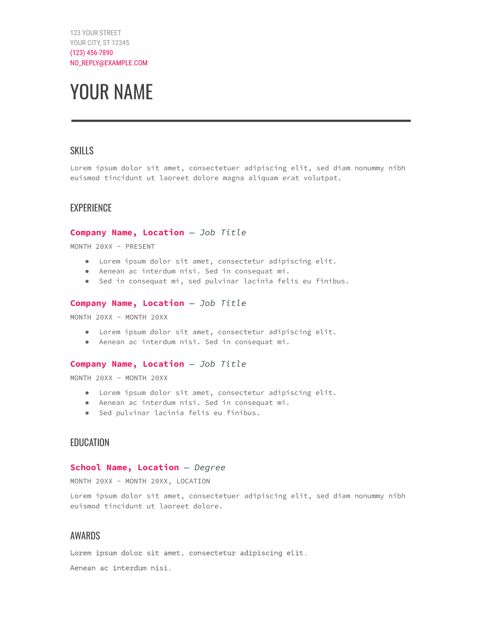 google drive resume template free