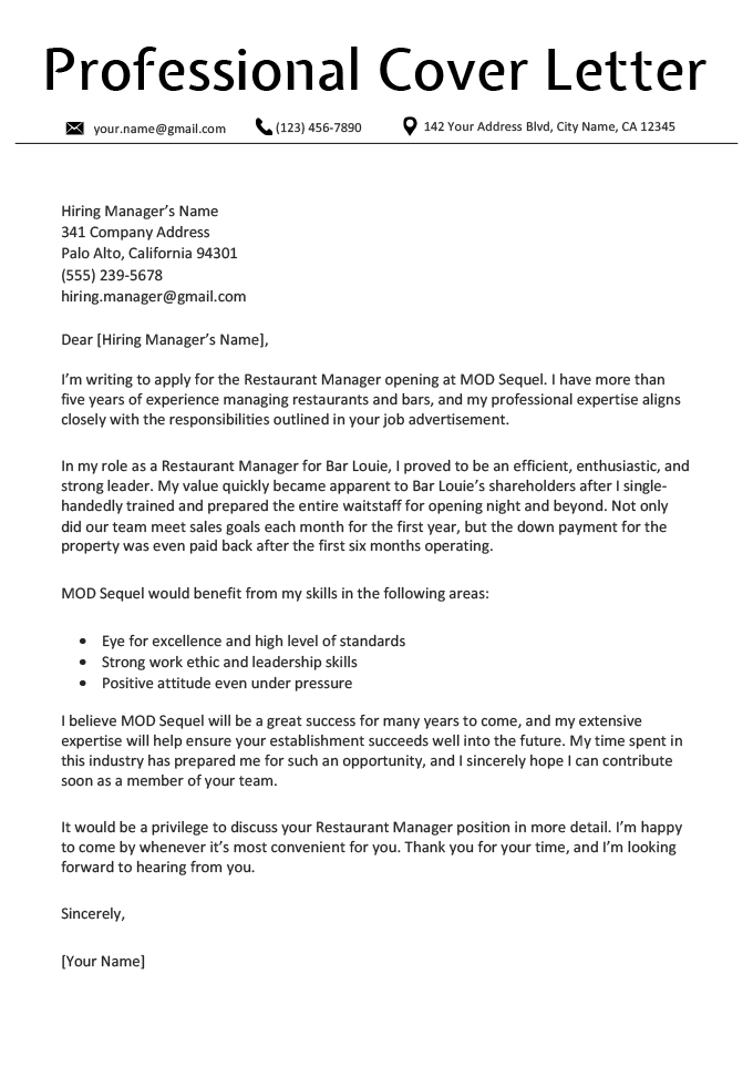 Excellent Cover Letter Sample Collection - Letter Templates