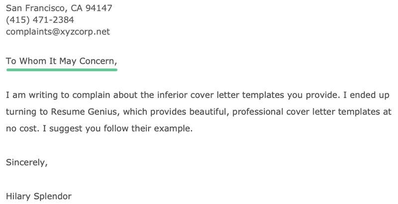 To Whom It May Concern In Cover Letter from resumegenius.com