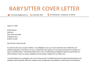 resume cover letter babysitting