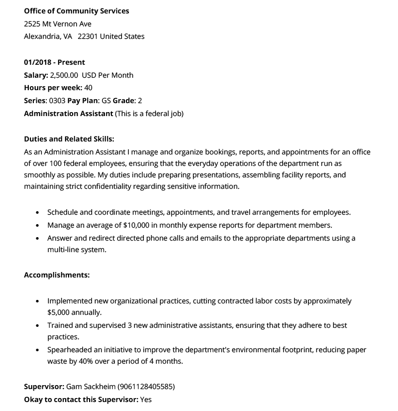 How To Write A Federal Resume Example Template