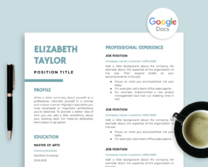A creative resume template for Google Docs