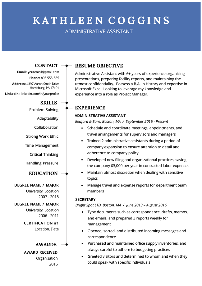 An example of the 2020 one page resume template