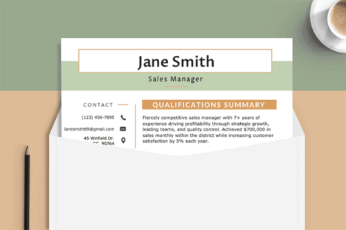 qualifications summary section of a resume highlighted, summary of qualifications hero image