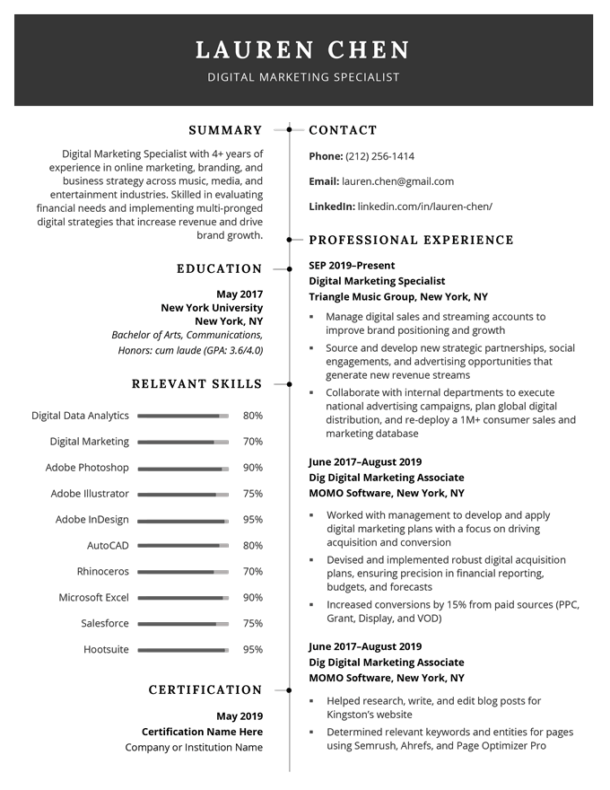 Image of the 2023 resume template to download as a resume PDF.