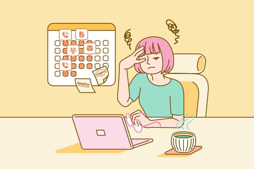 a worker stressed over a laptop