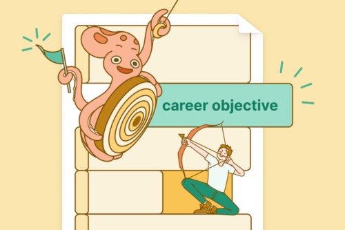 An image depicting the career objective section of a resume, with a man shooting an arrow at a target.