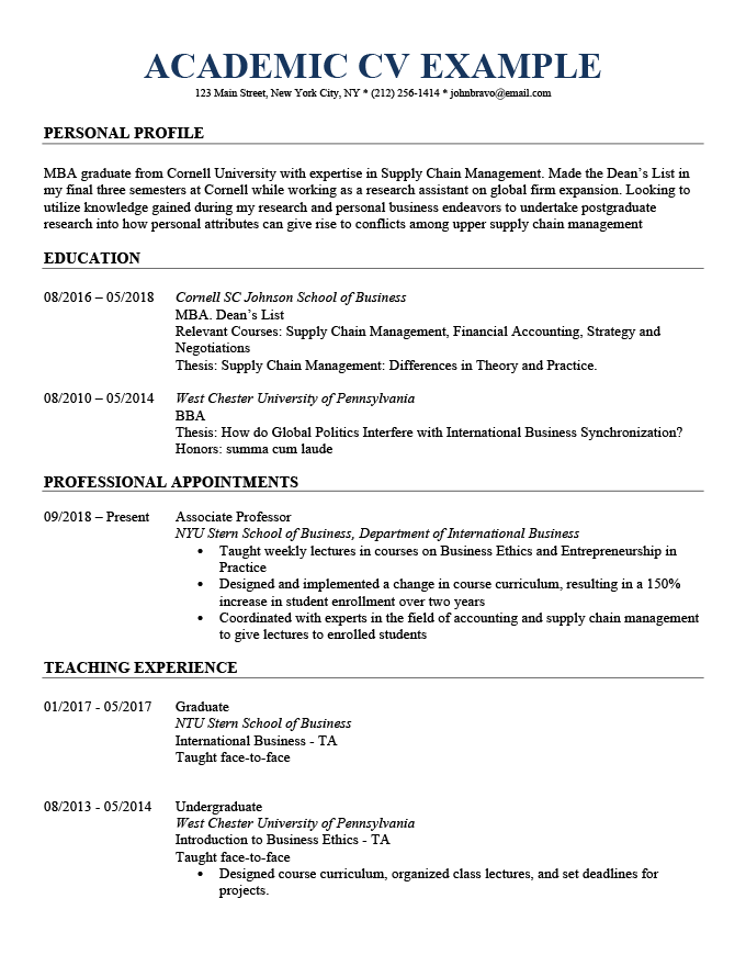 Academic Curriculum Vitae (CV): Template & Writing Guide (2022)