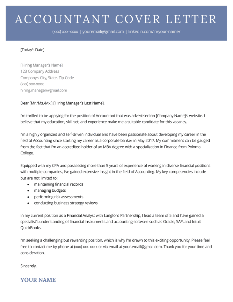 sample cover letters for accounting internship