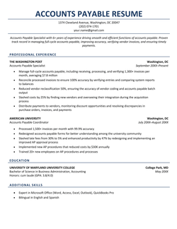 Accounts Payable Resume Sample Template