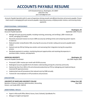 Accounts Payable Resume Sample Template