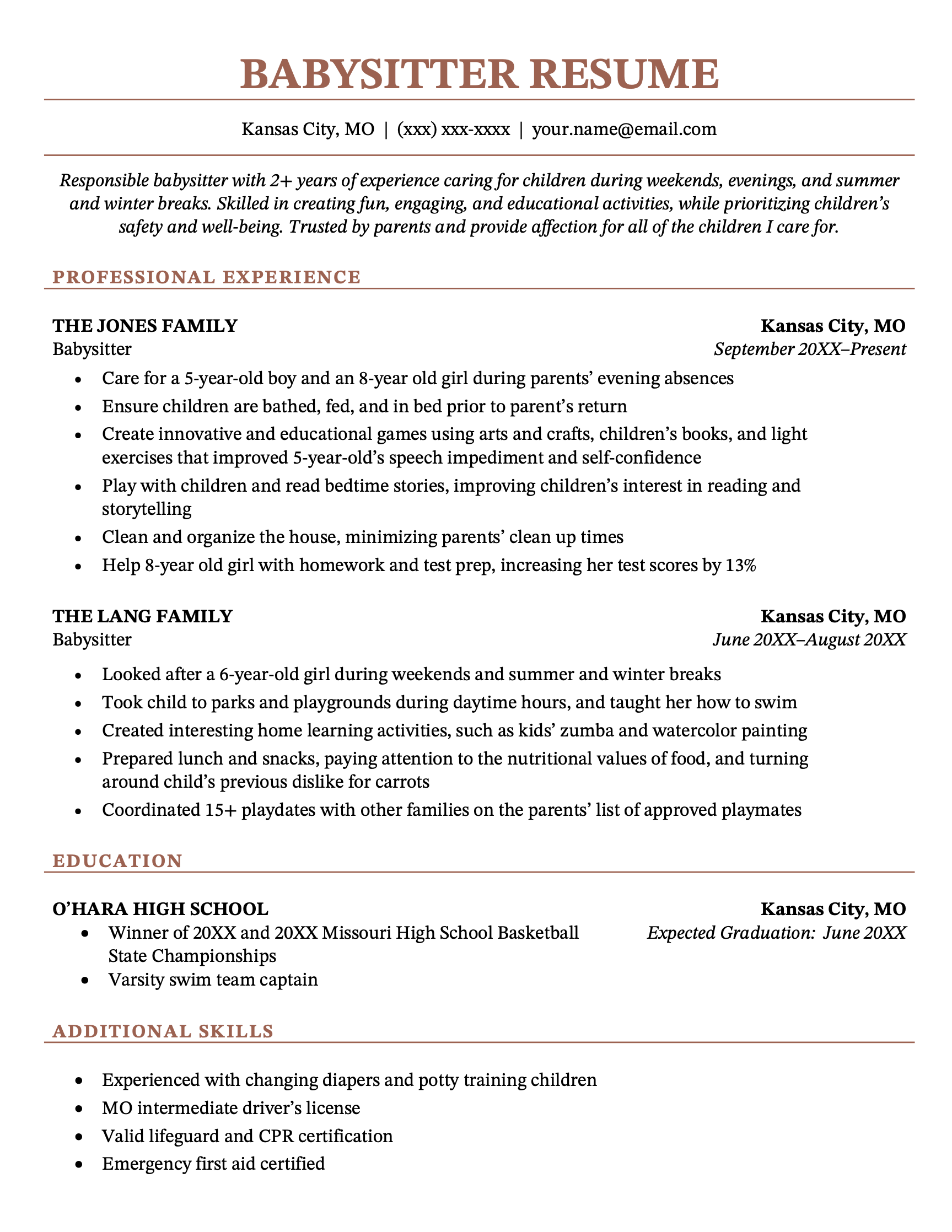 17 Babysitter Resume Examples \u0026 Guide for 2026, image size:1727x2235