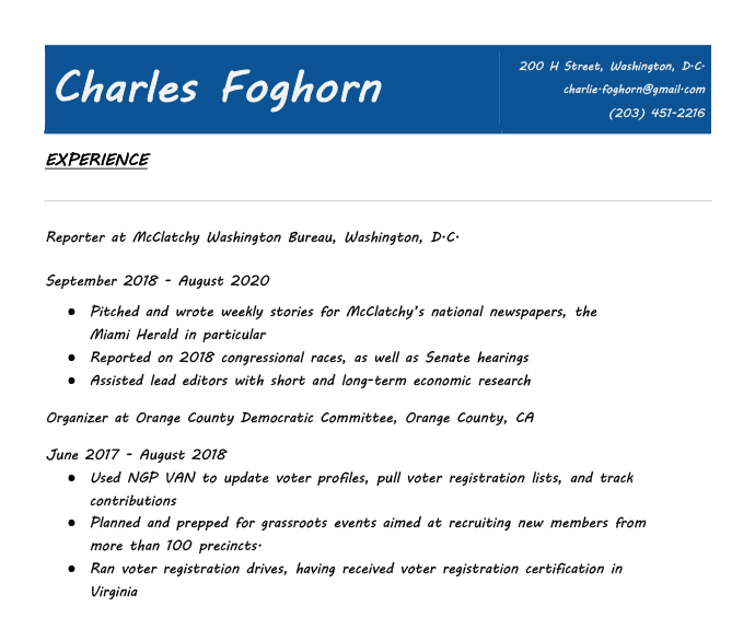 A bad resume featuring unprofessional fonts that are highly stylized and difficult to read