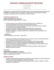 Brand Ambassador Resume Example Writing Tips 