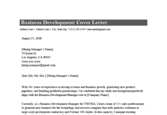 Business Development Cover Letter Sample Template