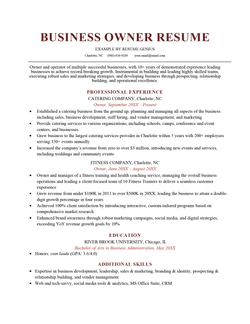 Business Owner Resume Sample