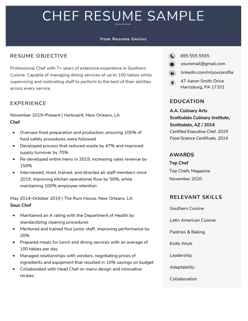 Chef Resume Example Writing Guide   Chef Resume Example Corporate Original 1 791x1024 