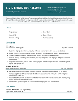 An example of a civil engineer resume