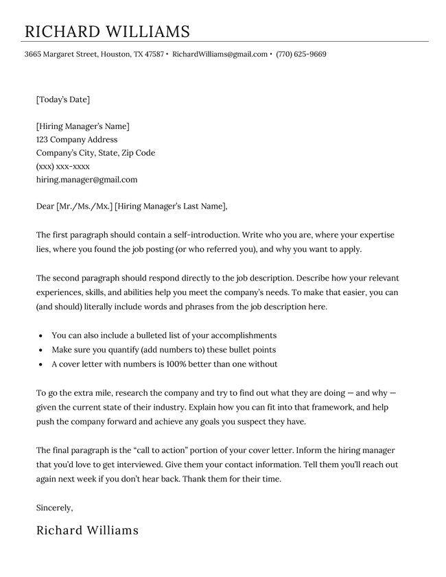 Free Cover Letter Template for Your Resume (Copy & Paste)