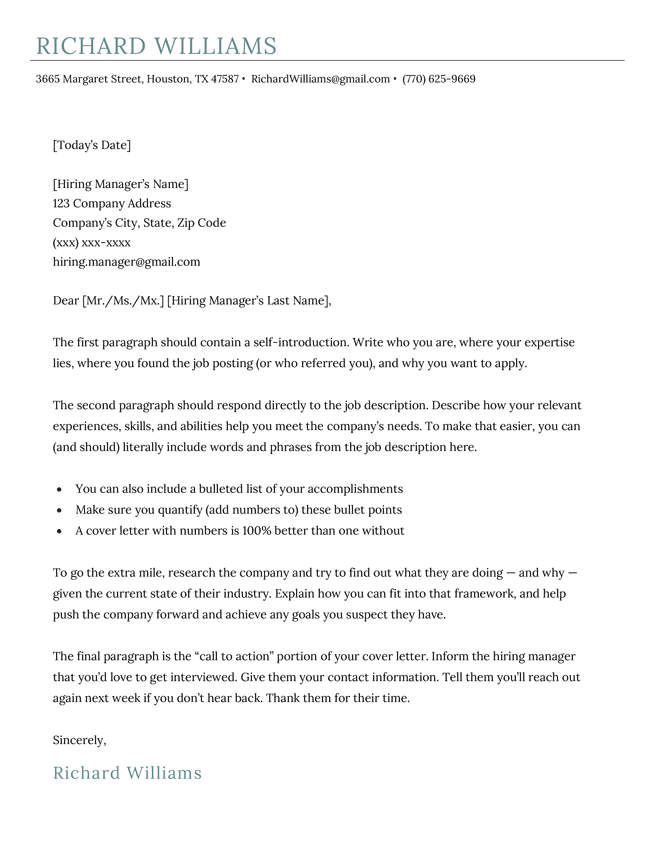 Simple Cover Letter Templates Free Download Resume Genius