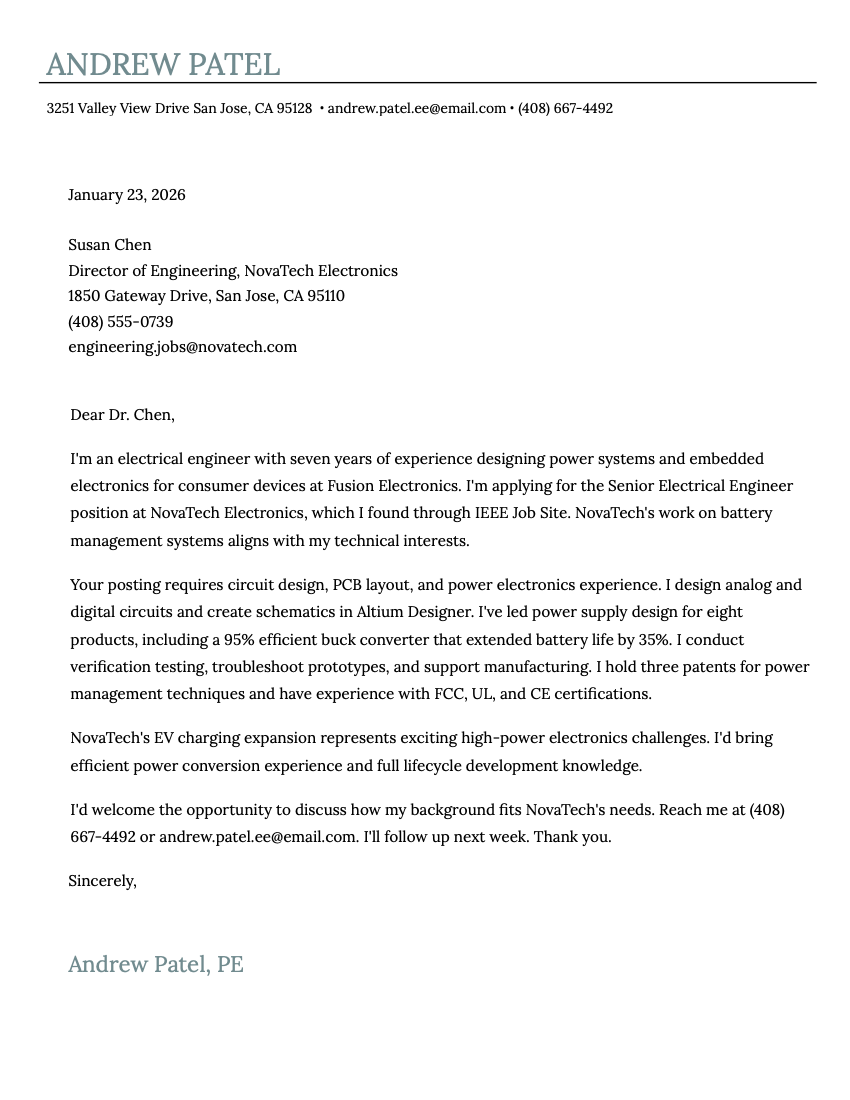 The Classic cover letter template, a custom-made cover letter design compatible with Google Docs.