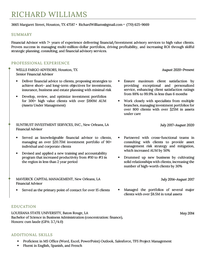 best word resume template