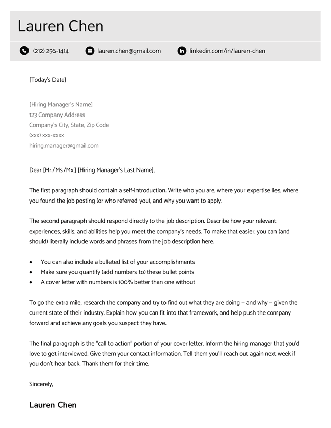 cover letter template free word download